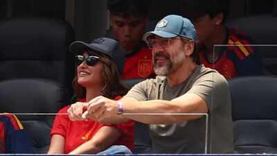 Hollywood power couple Penélope Cruz and Javier Bardem caught on camera cheering Spain at the World Cup