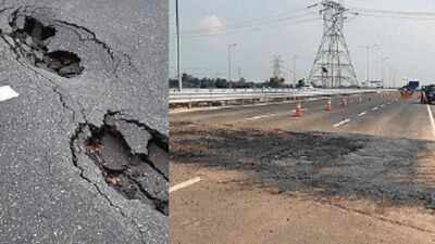 Alloy-wrecking potholes on Rs 12,000 crore Delhi-Dehradun expressway after first rain of season
