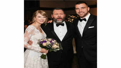 Travis Kelce laughs off a viral AI wedding photo linking to his wedding to Taylor Swift