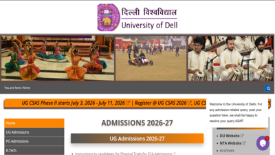 Delhi University begins CSAS UG 2026 Phase II; preference filling opens, first seat allotment on July 16