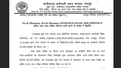 CG PPHT Result 2026 declared on cgssb.cgstate.gov.in: Direct link to download the result is available here