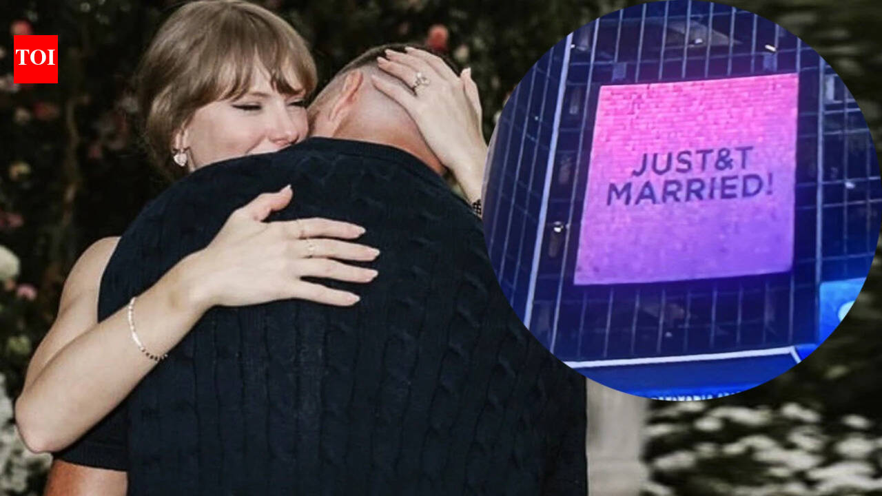 Taylor Swift and Travis Kelce officially MARRIED! 'JusT&amp;T Married' message flashes on screens post wedding ceremony - PICS