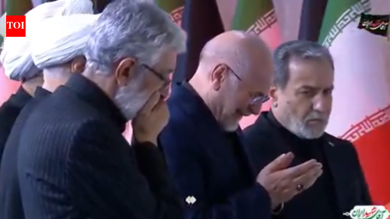 Watch: Iran's Ghalibaf, Araghchi get emotional as Khamenei's funeral begins