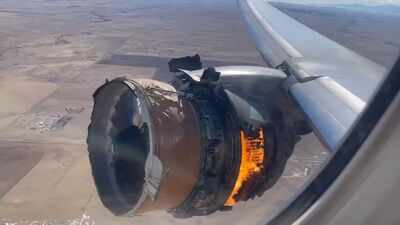  Passenger's view of Boeing 777 engine on fire while in air goes viral