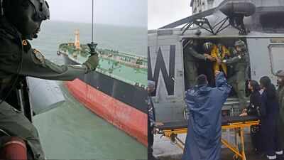 Despite 'red alert', Navy chopper rescues injured seafarer from oil tanker off Mumbai coast amid heavy rains