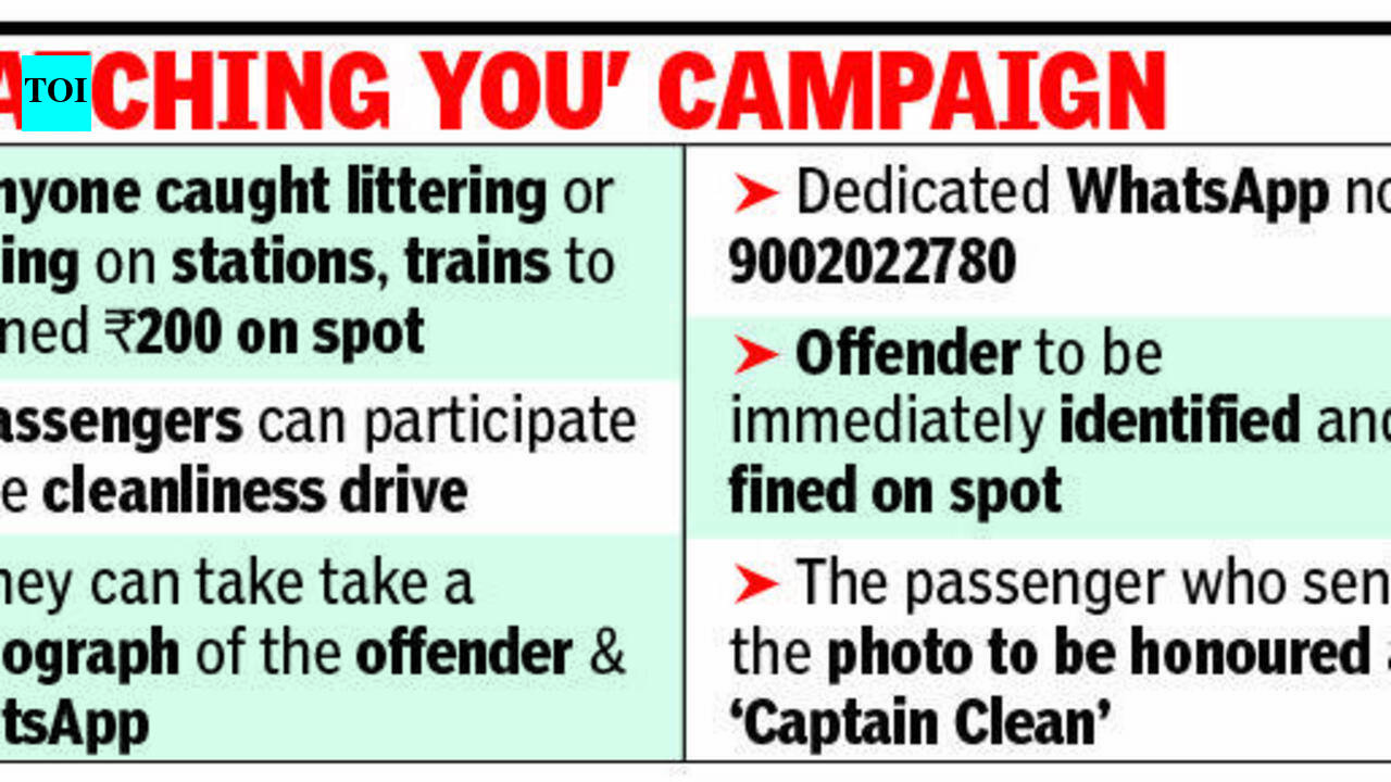 Rs 200 fine for littering or spitting at stns, on trains