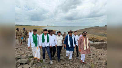 BJP delegation inspects KRS dam, demands drought relief for farmers