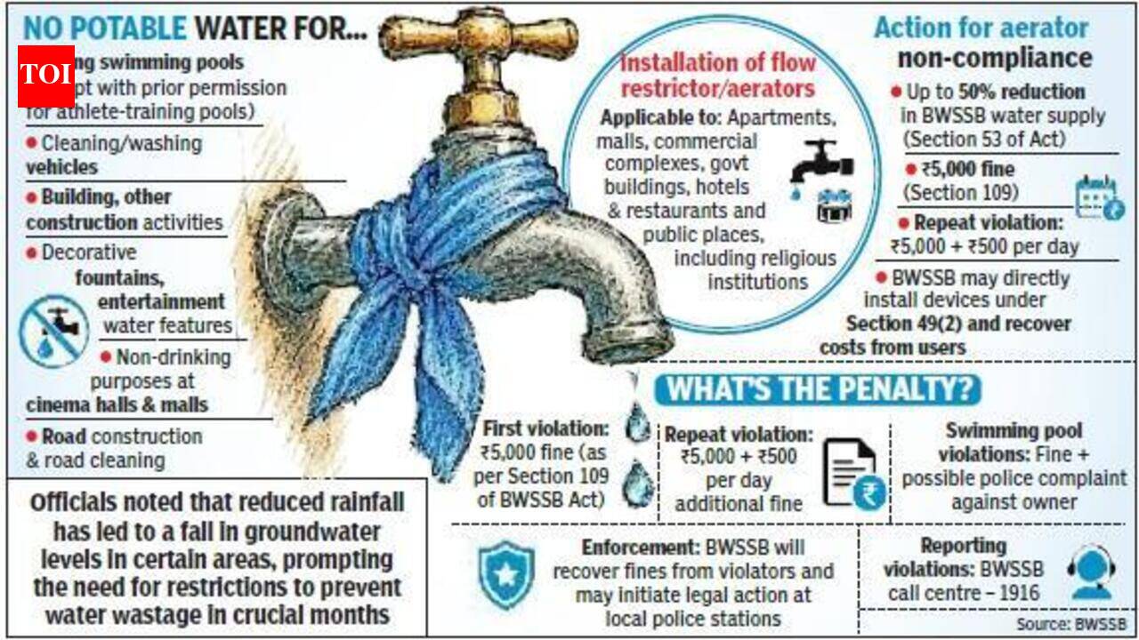 Bengaluru water authority bans use of drinking water for pools, car washing & construction