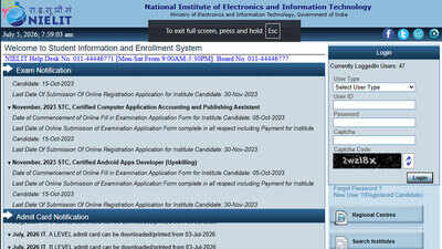 NIELIT O Level July 2026 admit card out at student.nielit.gov.in; candidates can download theory and practical hall tickets here