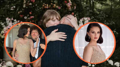 Selena Gomez dazzles in a sequined dress as she attends Taylor Swift and Travis Kelce's wedding festivities