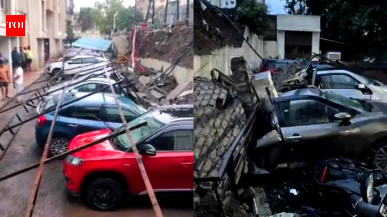 Heavy rain triggers wall collapse in Pune society, 14 vehicles damaged