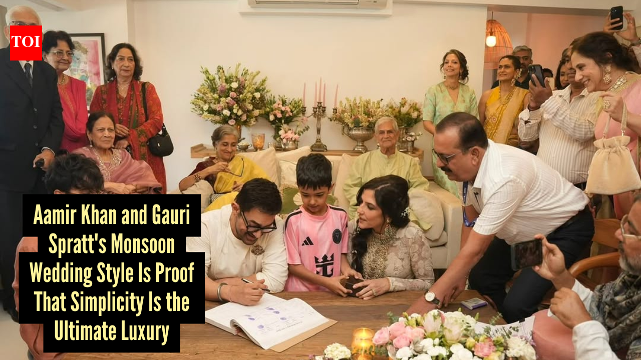 Aamir Khan and Gauri Spratt's intimate monsoon wedding look is a masterclass in quiet luxury, a moment every couple needs to see