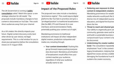 YouTube alerts UK creators over govt's proposed algorithm changes; Nigel Farage calls it 'state censorship'