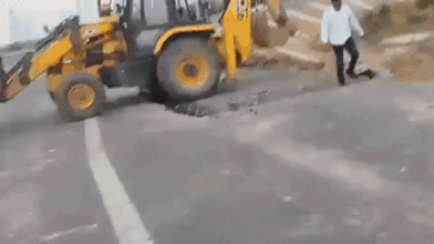 First monsoon rain damages link road connecting Ganga Expressway in Unnao