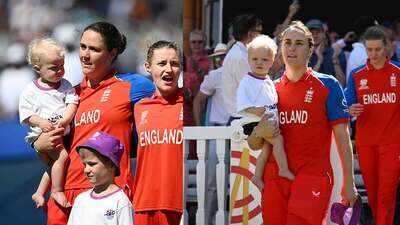 Heartwarming scenes! England captain Nat Sciver-Brunt carries son Theo in her arms during national anthem
