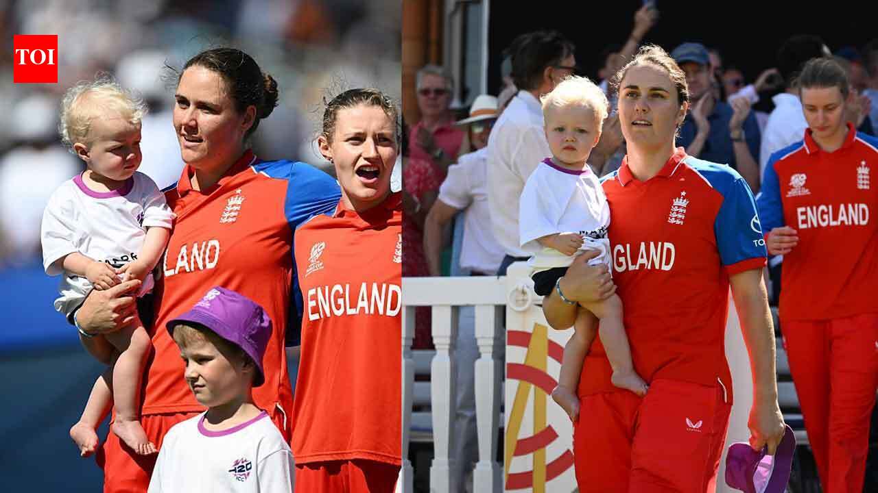 Heartwarming scenes! England captain Nat Sciver-Brunt carries son Theo in her arms during national anthem