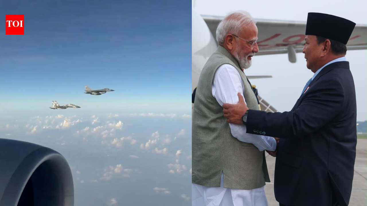 Watch: PM Modi escorted by fighter jets in Indonesia, welcomed by president Subianto at airport