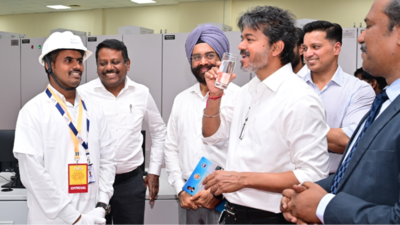 CM Vijay inspects under construction desalination plant in Perur near Chennai
