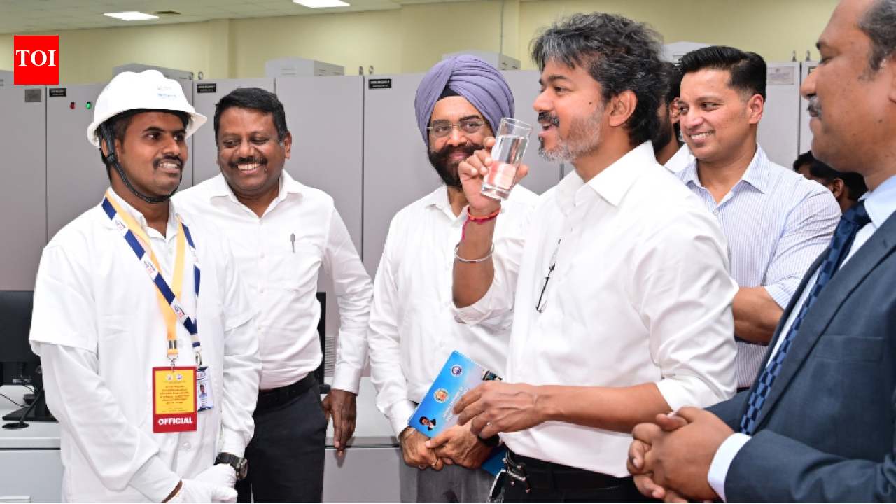 CM Vijay inspects under construction desalination plant in Perur near Chennai