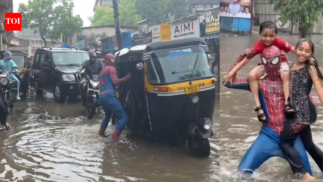 Watch: 'Spiderman' takes charge on rain-hit Bhiwandi streets as civic chaos unfolds
