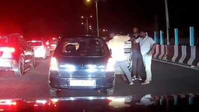 Watch: Dashcam captures bikers chasing family, hurling footwear at car on Hyderabad highway