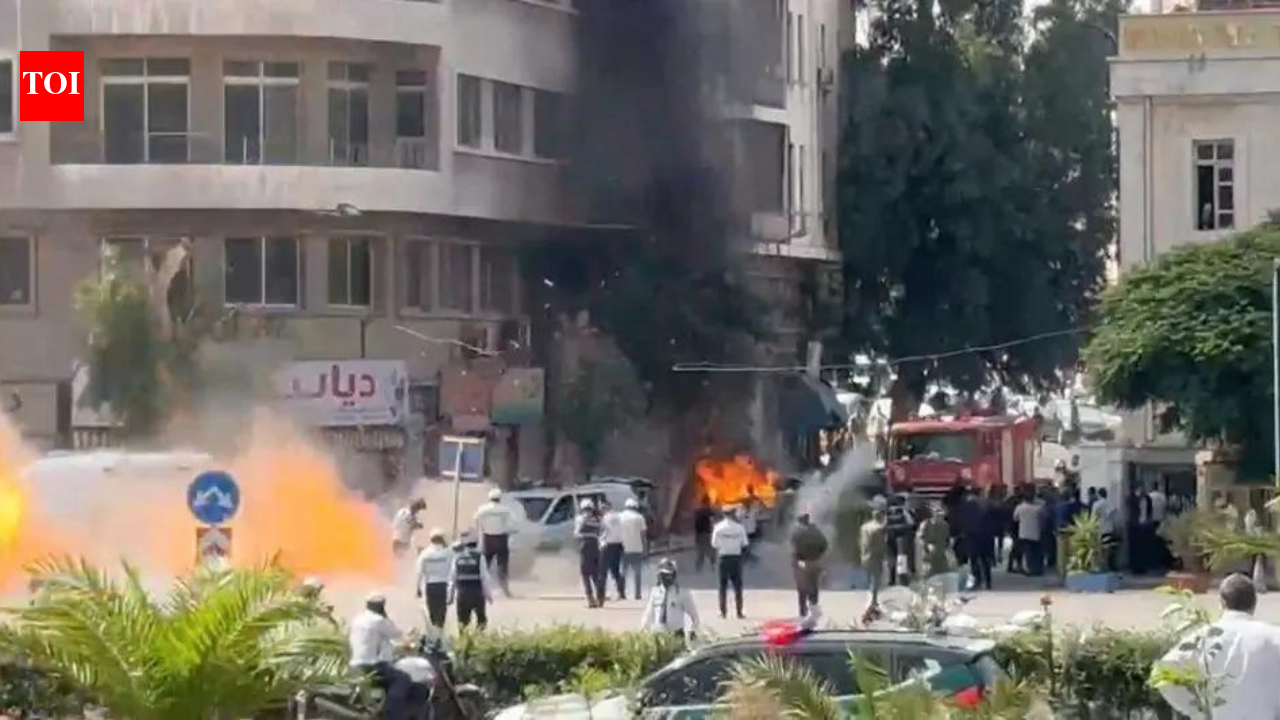 Watch: Explosions near Macron's Damascus hotel as French leader meets Syria's president