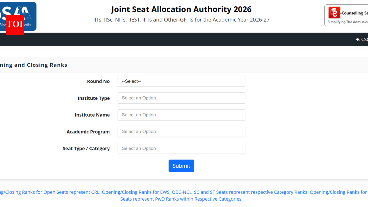 JoSAA Round 3 cutoff 2026 released at josaa.nic.in; here's how to check