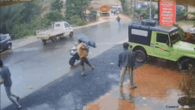 Seconds before disaster: CCTV shows Wayanad landslide sweeping away fuel tanker; 2 dead, 7 missing