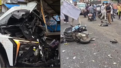 1 dead, 5 hurt as speeding electric SUV rams multiple vehicles, crashes into food stall in Navi Mumbai
