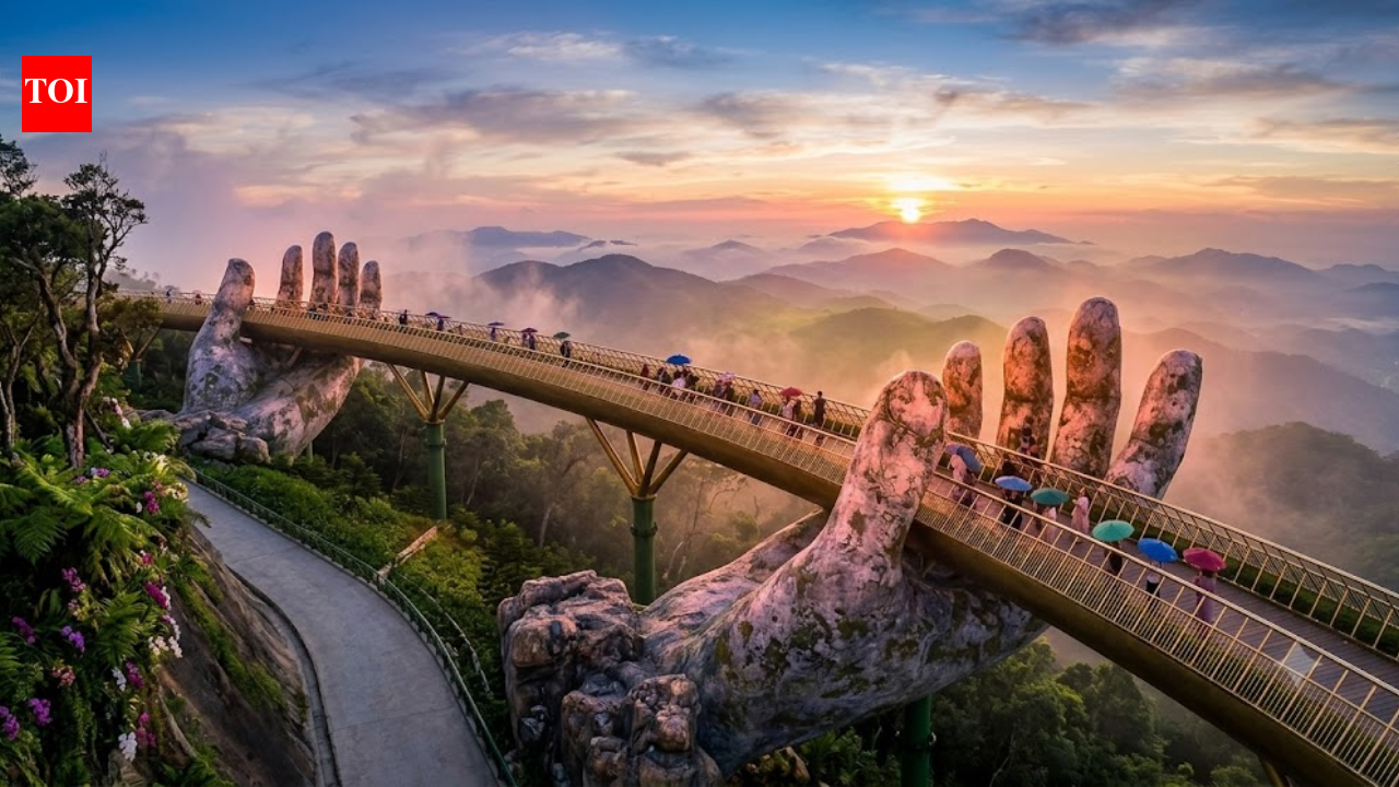 This Vietnamese Golden Bridge appears to be held up by giant stone hands: The architectural marvel attracting millions