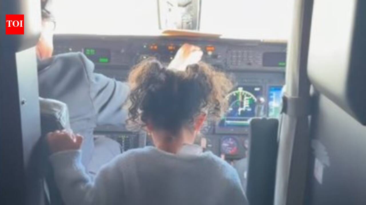 Priyanka Chopra shares Malti Marie's adorable cockpit moment; Jr.Chopra Jonas explores airplane during flight - VIDEO