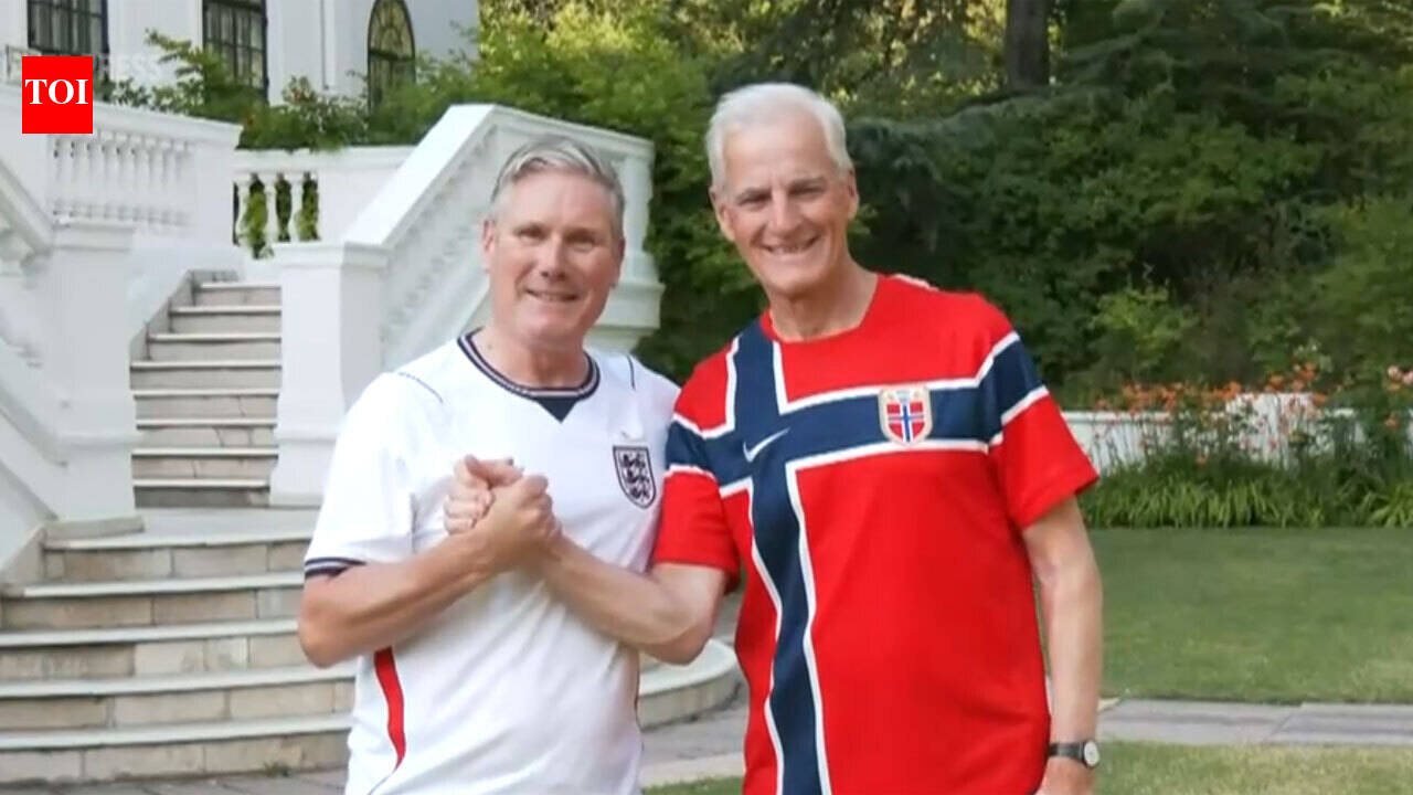 Watch: Keir Starmer, Jonas Gahr Støre swap playful World Cup jibes before England-Norway quarter-final clash