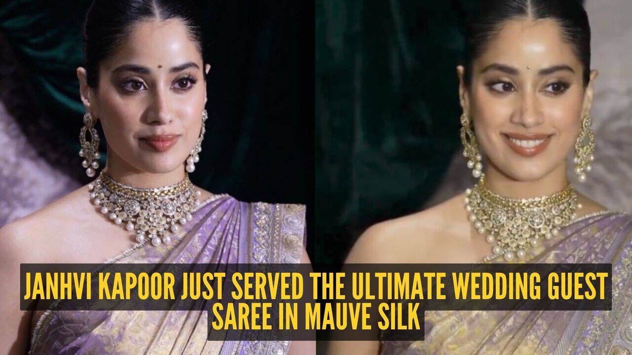 Janhvi Kapoor's mauve silk saree at Anshula Kapoor's reception is the wedding guest look of the season