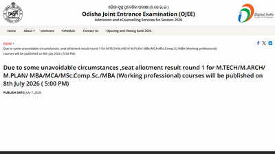 OJEE Counseling 2026 round 1 PG seat allotment will be released today at 5 pm