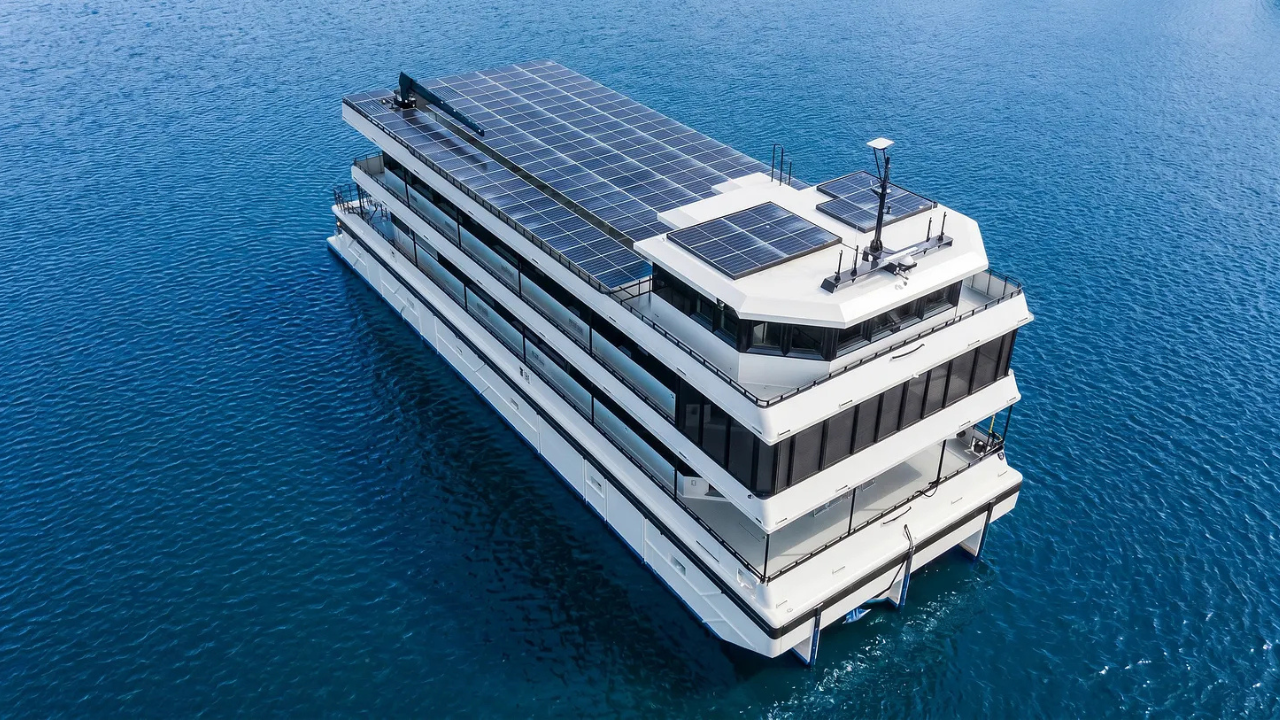 Man built a $15 million solar-powered floating mansion with a swimming pool, five king suites and a rooftop covered in solar panels