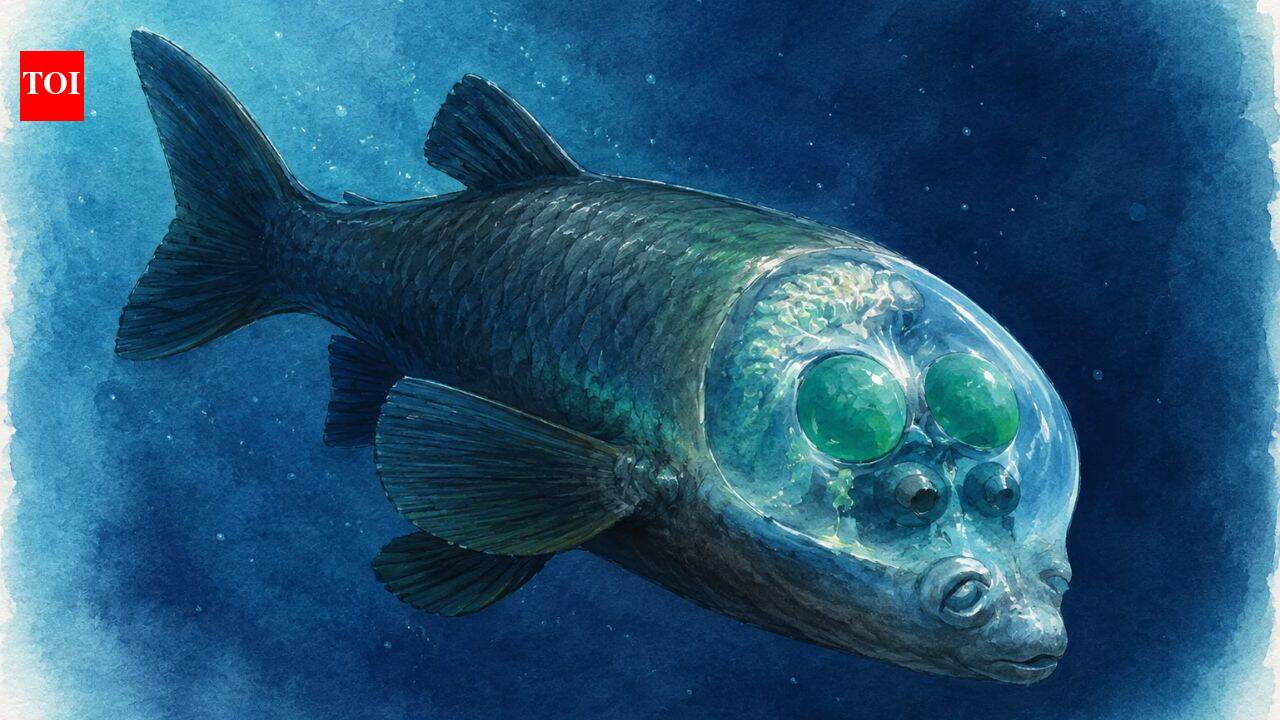 Pacific barreleye fish: The deep-sea species with a transparent head and rotating green eyes