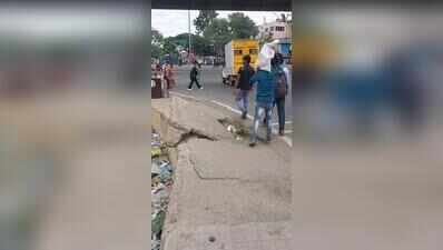 Repair work begins on damaged Jalahalli Cross footpath after TOI report