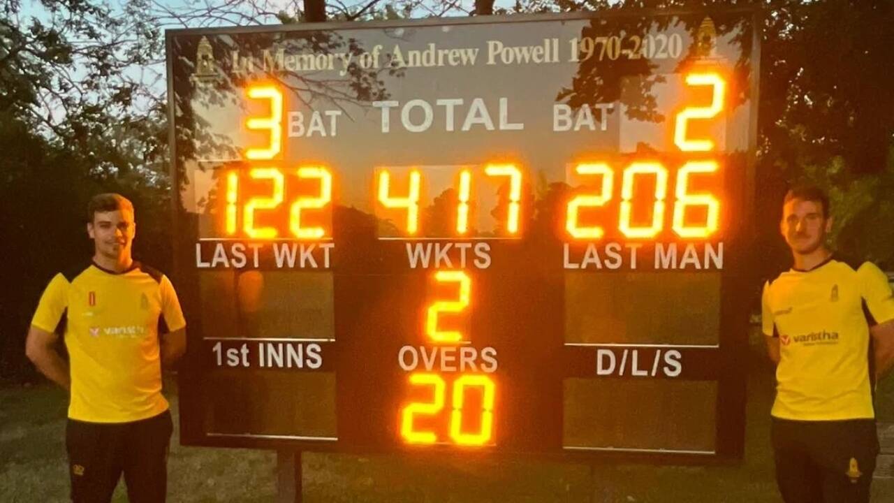 Cricket match boundary shot