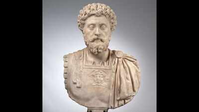 Quote of the day by Marcus Aurelius: "The happiness of your life depends upon..." - a timeless reminder that a peaceful mind shapes a happier life