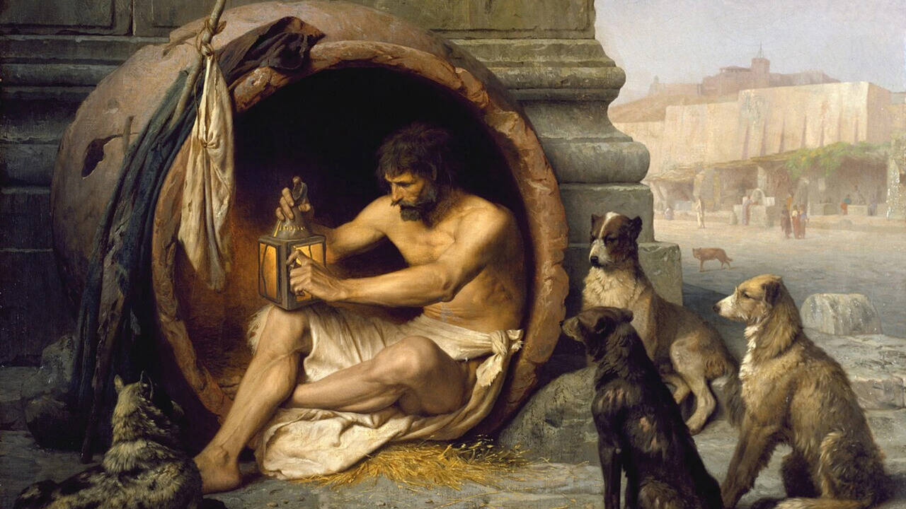 Quote of the day by Diogenes: 'I threw away my cup when I saw a child drinking water from his hands'