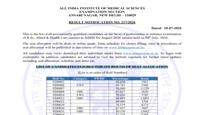 एम्स पैरामेडिकल परिणाम 2026 aiimsexams.ac.in पर जारी; काउंसलिंग शेड्यूल जल्द ही जारी किया जाएगा: सीधा लिंक यहां देखें