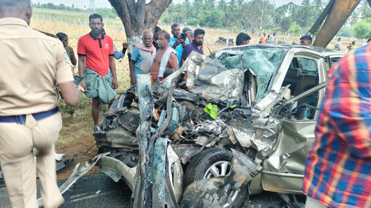 Six of family die in car-tanker collision near Tirupur