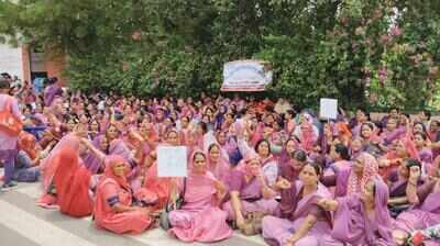 Anganwadi workers launch protest in Jodhpur and Jalore over pay, regularisation