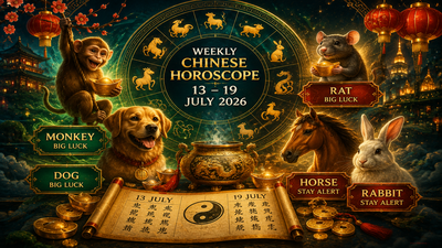 Weekly Chinese Horoscope, 13 –19 July 2026: Big Luck for Monkey, Dog, and Rat; Horse and Rabbit Must Stay Alert