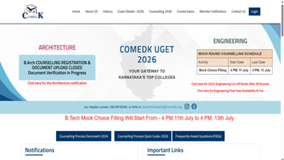 COMEDK UGET 2026 mock choice filling begins today at comedk.org; check how to fill web options