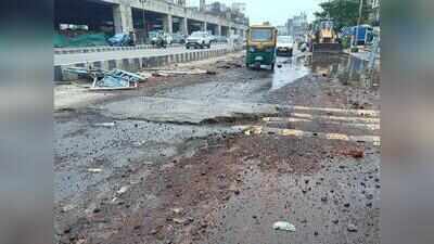 Airport access becomes a pain as receding rainwater leaves potholes in wake