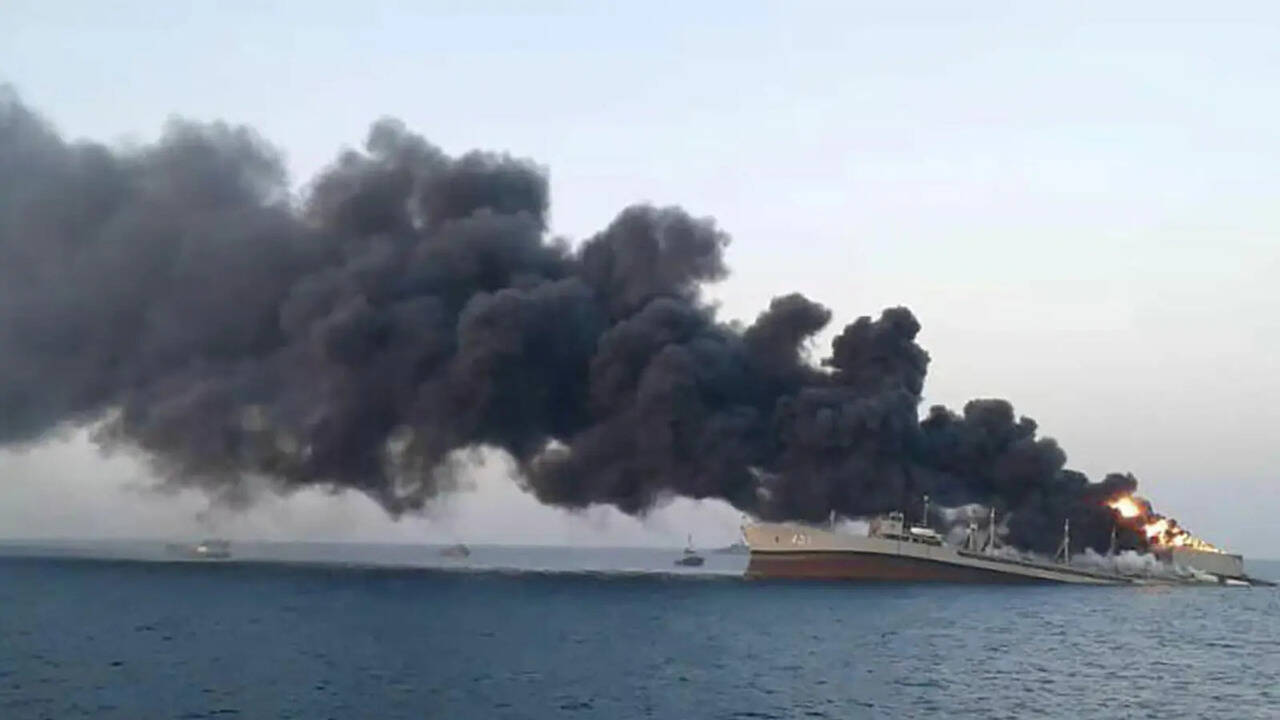 Ship catches fire off Oman hours after US strike; British crew escapes on lifeboat
