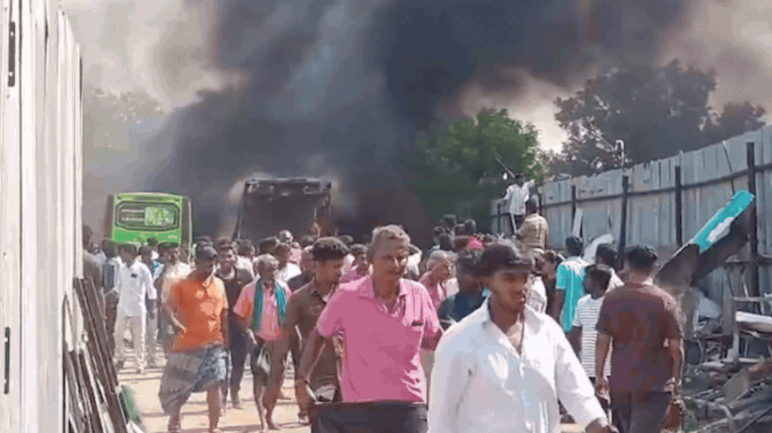 Watch: Thick plumes of smoke fill the sky as major fire guts three buses in Tamil Nadu