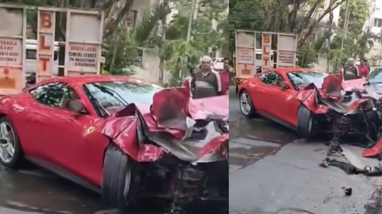 Speeding Ferrari crashes into apartment gate in Hyderabad’s Jubilee Hills