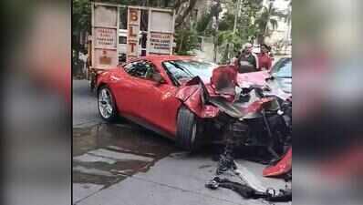 Ferrari crashes into apartment gate in Film Nagar